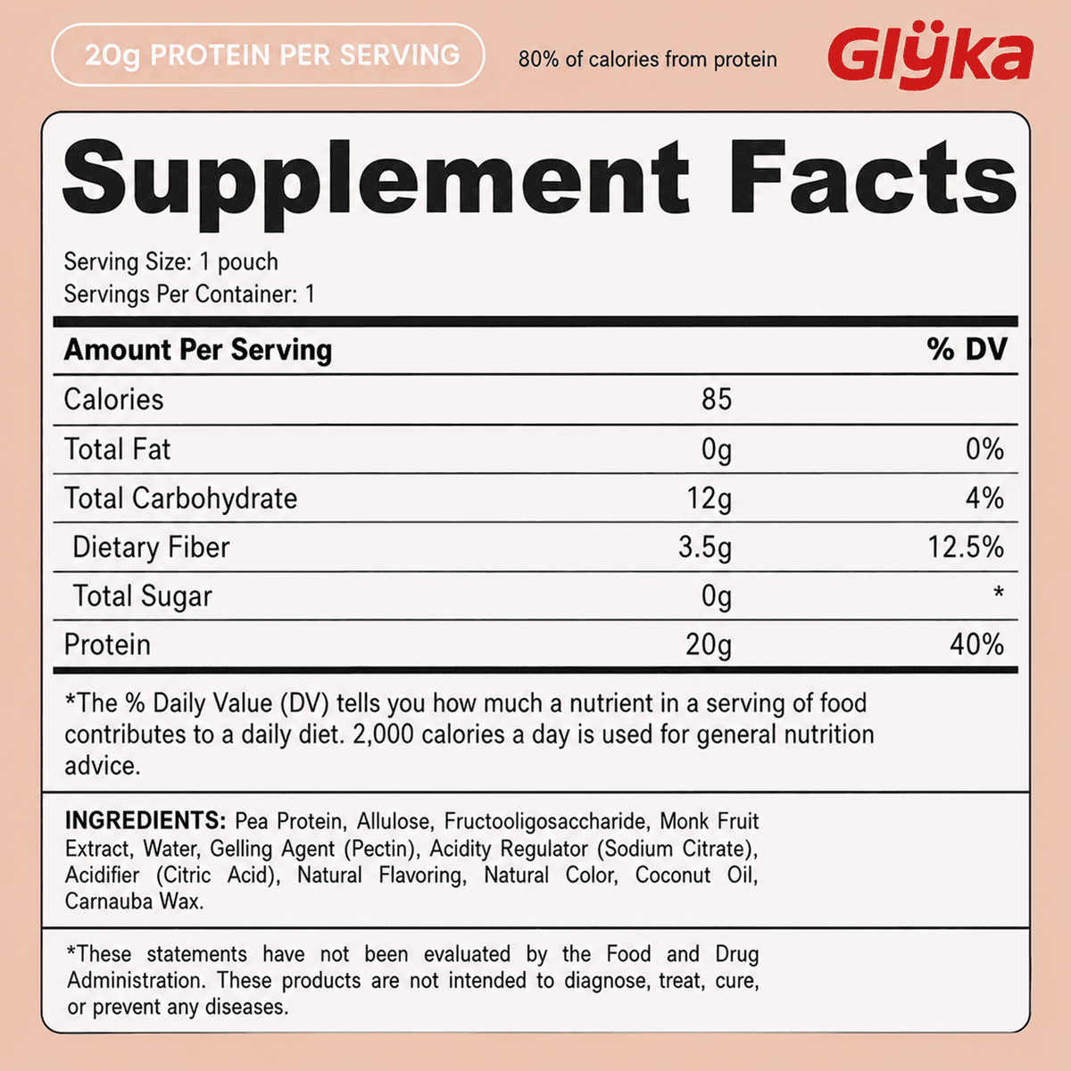 Berry Fusion Protein Gummies supplement facts label